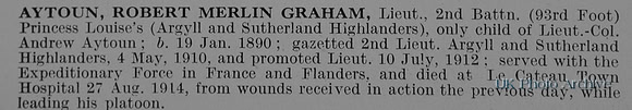 Aytoun R M G Lt 2nd Argyll And Sutherland Highlanders Obit