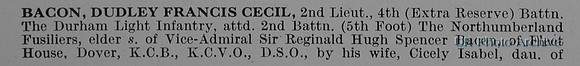 Bacon D F C 2nd Lt 2nd Northumberland Fusiliers Obit Part 1