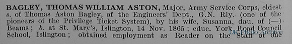 Bagley T W A Major Army Service Corps Obit Part 1