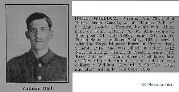 Ball W Pte 7224 2nd Scots Guards Obit