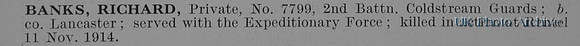 Banks R Pte 7799 2nd Coldstream Guards Obit