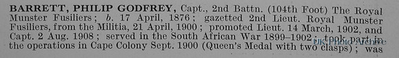 Barrett P G Captain 2nd Royal Munster Fusiliers Obit Part 1