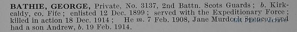 Bathie G Pte 3137 2nd Scots Guards Obit