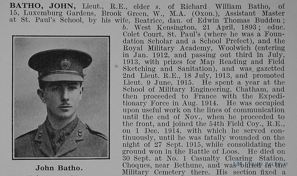 Batho J Lt Royal Engineers Obit Part 1