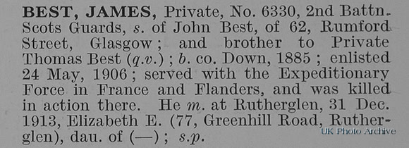 Best J Pte 6330 2nd Scots Guards Obit