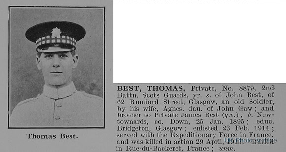 Best T Pte 8879 2nd Scots Guards Obit