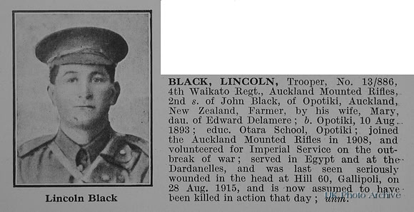 Black L Tpr 13/886 4th Waikato Regiment NZEF Obit