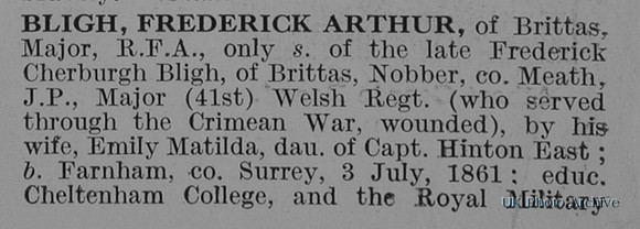 Bligh F A Major Royal Field Artillery Obit Part 1
