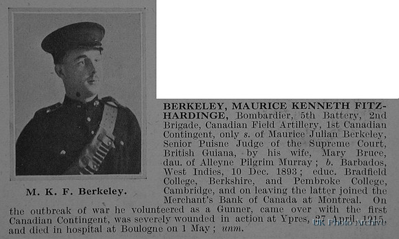 Berkeley M K F Bmdr 41014 Canadian Field Artillery