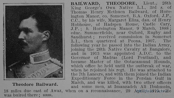 Bailward T Lt Indian Army Obit