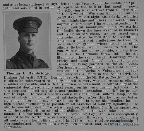 Bainbridge T L Lt 5th Northumberland Fusiliers Obit Part 2