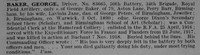 Baker G Dvr 83665 Royal Field Artillery Obit