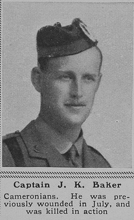Baker J K Captain 1st Cameronians The Sphere  16th Nov 1918