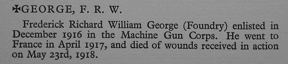 George F R W Pte 85392 Machine Gun Corps Obit War Record Of Cambridge University Press 1914-1919