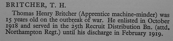 Britcher T H Pte Northamptonshire Regiment War Record Of Cambridge University Press