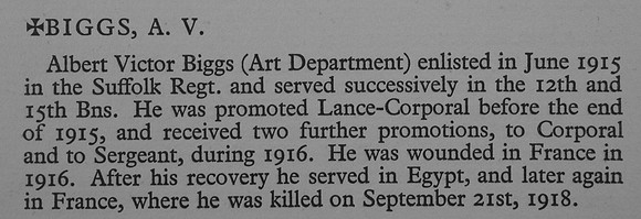 Biggs A V Cpl 320772 15th Suffolk Regiment Obit War Record Of Cambridge University Press