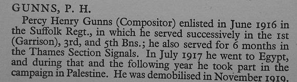 Gunns P H Pte 31819 5th Suffolk Regiment War Record Of Cambridge University Press 1914-1919