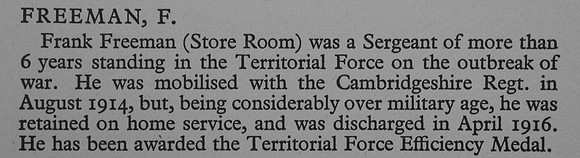 Freeman F Sergt Cambridgeshire Regiment War Record Of Cambridge University Press 1914-1919