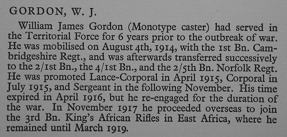 Gordon W J Sergt 243134 2-5th Norfolk Regiment War Record Of Cambridge University Press 1914-1919