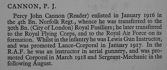 Cannon P J Sergt Mech Royal Air Force War Record Of Cambridge University Press 1914-1919