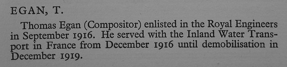 Egan T Pte Royal Engineers War Record Of Cambridge University Press 1914-1919