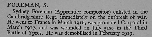 Foreman S Cpl Cambridgeshire Regiment War Record Of Cambridge University Press 1914-1919