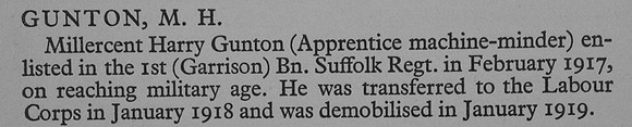 Gunton M H Pte Labour Corps War Record Of Cambridge University Press 1914-1919