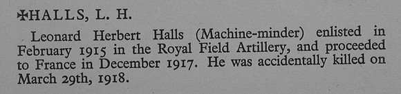 Halls L H Dvr 198220 Royal Field Artillery Obit War Record Of Cambridge University Press 1914-1919