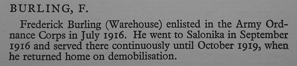 Burling F Pte 019811 Army Ordnance Corps War Record Of Cambridge University Press 1914-1919