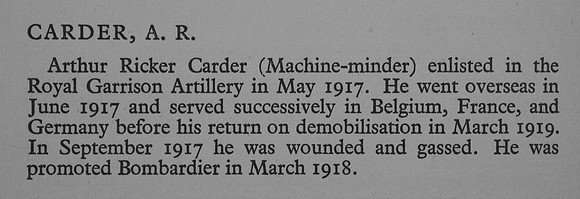 Carder A R Bmdr Royal Garrison Artillery War Record Of Cambridge University Press 1914-1919