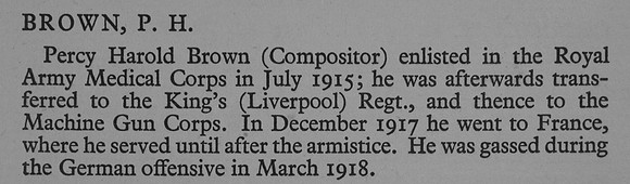 Brown P H Pte 140168 Machine Gun Corps War Record Of Cambridge University Press 1914-1919