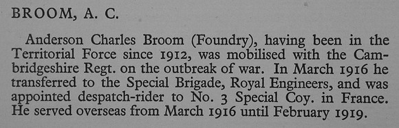 Broom A C Pnr 130035 Royal Engineers War Record Of Cambridge University Press