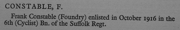 Constable F Pte 6th Suffolk Regiment War Record Of Cambridge University Press 1914-1919
