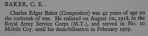 Baker C E Pte Army Service Corps War Record Of Cambridge University Press