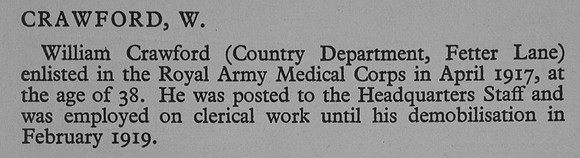Crawford W Pte Royal Army Medical Corps War Record Of Cambridge University Press 1914-1919