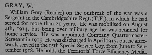 Gray W Com Qtr Mst Sergt 1st Cambridgeshire Regiment War Record Of Cambridge University Press 1914-1919