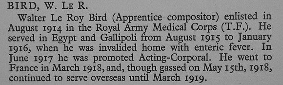 Bird W Le R Acting Cpl 1664 Royal Army Medical Corps War Record Of Cambridge University Press