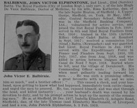 Balbirnie J V E 2nd Lt 23rd Royal Fusiliers Obit