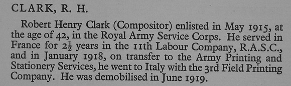 Clark R H Pte Amy Service Corps War Record Of Cambridge University Press 1914-1919
