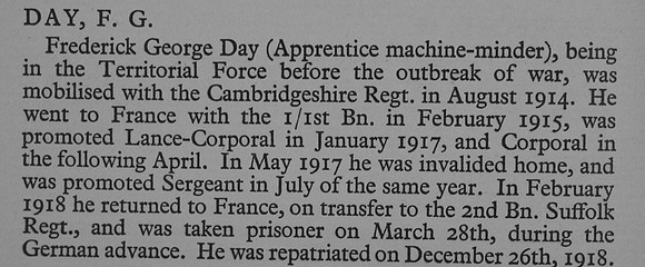 Day F G Cpl 2nd Suffolk Regiment War Record Of Cambridge University Press 1914-1919