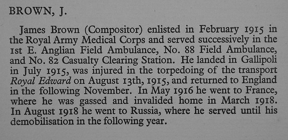 Brown J Pte Royal Army Medical Corps War Record Of Cambridge University Press 1914-1919