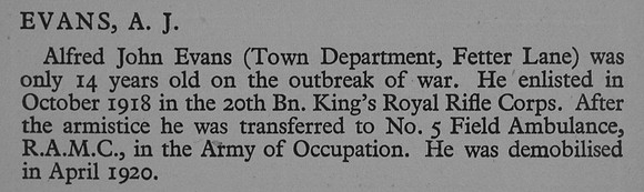 Evans A J Rfn 20th Kings Royal Rifle Corps War Record Of Cambridge University Press 1914-1919