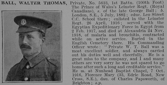 Ball W T Pte Leinster Regiment Obit