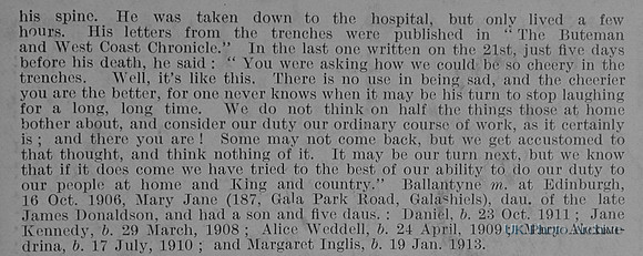 Ballantyne D Pte 4264 2nd Royal Scots Obit Part 2