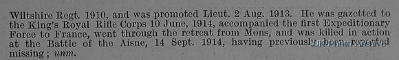Barclay R H M 2nd Lt 2nd Kings Royal Rifle Corps Obit Part 2