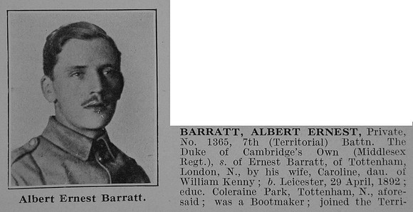 Barratt A E Pte 7th Middlesex Regiment Obit Part 1
