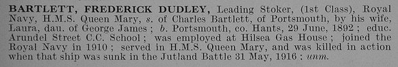 Bartlett F D Leading Stoker HMS Queen Mary Obit