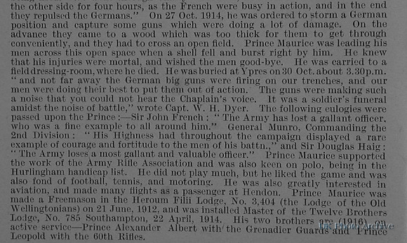 Battenberg M V_D Prince 1st Kings Royal Rifle Corps Obit Part 3
