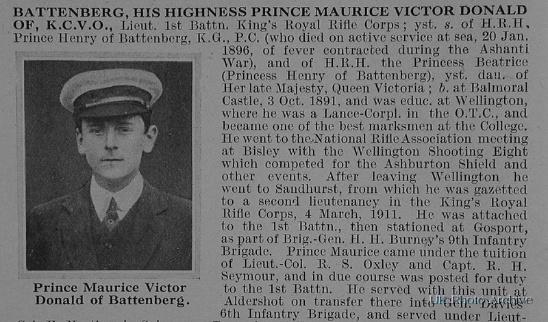 UK Photo And Social History Archive: B &emdash; Battenberg M V_D Prince 1st Kings Royal Rifle Corps Obit Part 1