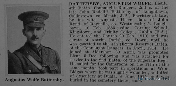 Battersby A W Lt 4th Connaught Rangers Obit